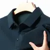 Camiseta Masculina de Manga Longa para Primavera e Outono 2026, Camisa Polo Lisa com Gola Fold-Down, Blusa Masculina, Popular no Douyin, Atacado