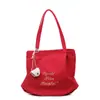 Bolsa de Lona Vermelha de Grande Capacidade para Mulheres 2025 Novo Estilo Coreano Estilo Preguiçoso Bolsa Tote Bolsa de Ombro Casual