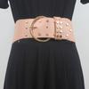 Estilo Punk Europeu e Americano Willow Nail Belt Elastic Elastic Waist Seal Casaco Feminino Vestido Preto Slimming Waist Belt