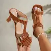 Sandálias de Verão Moda Fashion Europeias e Americanas Atacado Transfronteiriço Corte Lateral Tamanho Grande Salto Agulha, Atacado Transfronteiriço Salto Alto Tamanho Grande