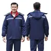Ropa de Protección Laboral Otoño e Invierno Chaquetas Acolchadas de Algodón Ropa de Trabajo Bandas Reflectantes Ropa de Trabajo para Sitio de Reparación de Automóviles Ropa de Algodón Resistente al Frío Ropa de Mecánico con Capucha Ropa de Reparación