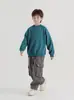 Suéter nuevo de otoño e invierno para niño estilo coreano con forro polar, suéter de punto para niños de talla mediana, color sólido, top de cuello alto, suéter para niños