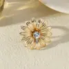 Diseño de Metal Exagerado Floral con Forma de Sol Estilo Europeo y Americano, Anillo Abierto Minimalista de Moda Único con Perla