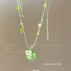 Paraíso de Manzana Verde~Lindo Botón Manzana Perla Collar para Mujer 2025 Nuevo Estilo Caliente Accesorios de Cadena de Clavícula Coloridos