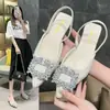 Zapatos de Salón Individuales Estilo Francés con Pedrería de Tacón Fino y Medio Tacón 2025 Nuevos Sandalias de Punta Cerrada de Tacón Alto para Primavera y Verano Zapatos de Mujer
