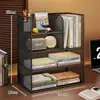 Prateleira de armazenamento de mesa, estante pequena vertical de várias camadas para mesa, armário de armazenamento de arquivos para estação de trabalho de escritório, estante de livros para casa