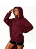 Logotipo personalizado, estilo europeo y americano, comercio electrónico transfronterizo, sudadera con capucha de corte holgado para otoño/invierno para mujer, estilo retro americano, forrada de polar, diseño simple