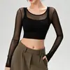 Sujetador deportivo para mujer con almohadillas en el pecho, top de yoga de manga larga tipo dos piezas, top de Pilates transpirable de alta gama, ropa de yoga