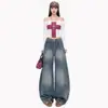 Jeans Wide Leg Reto Solto Versátil Estilo High Street Retrô Americano, Disponível em Comprimentos Cropped, Tradicional e Estendidos