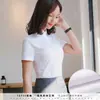 Camisa de verano fina de manga corta para mujer, ropa de trabajo profesional, cuello ajustado, camisa de sarga azul claro, camisa de manga corta para mujer