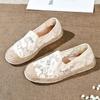 Sapatos de Pescador com Renda Pregável, Sapatos Planos de Tecido para Mulheres, Slip-Ons Respiráveis para Primavera e Verão, Sapatos de Tecido Old Beijing para Mulheres
