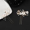 Set de 2 Horquillas Metálicas con Forma de U, Flor de Arcilla Blanca Suave Transfronteriza Europea y Americana, Accesorios para el Cabello al por Mayor