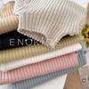 Camiseta Base de Malha Macia, Elástica, Anti-Pilling, Cera Infantil, Suéter de Primavera para Meninas, Cor Sólida Coreana, Gola Média, Quente