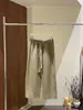 [Primeiro Lançamento] Treze Linhas Outono Inicial Estilo Francês para o Trabalho Calça Cigarette com Amarração na Cintura Linho Viscose Cropped Calça Casual para Mulheres KA6183