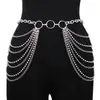 Cadena de cintura multicapa de metal europea y americana Cinturón de borlas con incrustaciones de diamantes de imitación para mujer Cadena corporal decorativa de moda sexy para bikini