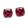 Brincos Rosa de Corte Rosa Milênio de Oito Lados de Luxo Leve de Alta Qualidade Brincos de Moda Quadrados de Princesa em Corindo Vermelho Exquisito
