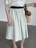 Falda de Paraguas de Rayas Bloque de Color Estilo Japonés Taochuan para Mujer, Versátil que Cubre la Cadera con Dobladillo Amplio D50036