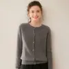 Nuevo Suéter Cardigan de Cachemira para Mujer Otoño 2026, Suéter Corto de Punto Simple con Cuello Redondo Adelgazante