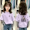 Nueva colección de otoño 2026: Camiseta elegante y moderna de manga larga a rayas para niñas, hecha de algodón puro, adecuada para niños mayores