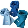 Lenço Elegante e Sereno Azul Glacial, 100% Lã Pura Australiana, Cachecol Quente de Tricô Versátil para Outono e Inverno Feminino