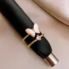 Anillo Abierto de Mariposa y Flor de Circonita Estilo Coreano, Anillo de Dedo Índice de Gama Alta Nicho, Joyería Dulce y Elegante con Temperamento