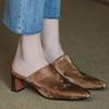 Pantuflas Retro Francesas de Punta para Mujer, Nuevo Estilo Verano 2026, Mules de Tacón Alto de Cuero Suave con Espalda Abierta