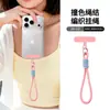 Cordón para teléfono tejido a mano hilo de poliéster de color contrastante tejido a mano fuerte duradero cordón de muñeca anti-pérdida