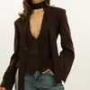 Otoño 2026 Nuevo Blazer Cruzado Europeo y Americano para Mujer Casual Color Sólido Cuello Bufanda Manga Larga