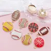 10 Bolas Chapadas Colgantes con Goteo de Aceite Deportes Rugby Fútbol Diamante de Punto Colgante Colgante Llavero DIY Accesorios de Joyería