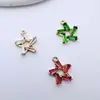 Cobre Chapado en Oro Conserva el Color Zircón Microincrustado Estrella de Cinco Puntas 3D Colgante Hecho a Mano DIY Colgante de Collar Pulsera Encanto Pequeño