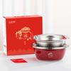 Juego de Tazón de Acero Inoxidable, Tazón de Regalo Propicio, Juego de Coladores de Arroz, Tazón para Lavar Verduras y Tazón para Mezclar Masa Juego de Dos Piezas