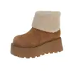 Botas de nieve de suela gruesa, moda versátil para mujeres 2026, nuevo invierno, con felpa, engrosadas, cálidas, zapatos de algodón