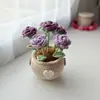 Arreglo de Flores de Hilo de Rosa con Forma de Corazón de 6 Cabezas Tejido a Crochet Hecho a Mano Decoración de Escritorio Regalo de Flor Artificial Hecha a Mano Cálido y Acogedor