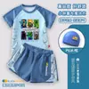 Mc Minecraft Maiô Infantil Masculino de Manga Curta Dividido Proteção Solar para Crianças Secagem Rápida Conjunto de Maiô Verão