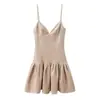 Moda Transfronteriza Europea y Americana Ins Popular de Moda Casual Sexy Sin Espalda Correa Fina Vestido Corto Esponjoso