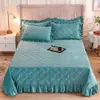 Manta de Cama Acolchada Gruesa de Terciopelo de Cristal Cálido de Invierno Manta de Cama Acolchada con Encaje Borde de Algodón Doble Antideslizante Tatami