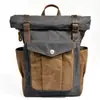 Mochilas Retro Europeas y Americanas para Hombres y Mujeres, Bolsas para Computadora de Viaje de Lona Encerada al Aceite, Bolsas de Montañismo para Deportes al Aire Libre