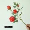 Haste Única com 4 Cabeças de Rosa com Borda de Seda Flores Artificiais para Decoração de Casa e Casamento, Flores Artificiais de Acabamento de Alta Qualidade Atacado