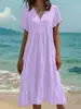 Moda Femenina Nueva Primavera/Verano 2026 Vestido de Color Sólido de Manga Corta a la Moda Fruncido para Amazon y Plataformas de Comercio Electrónico Independientes