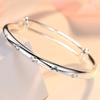 Encuentro Moda Feliz Pulsera de Flor de Trébol de Cuatro Hojas de Tubo Redondo Ancho Pulsera de Planta de Empuje y Tirón Joyería de Plata