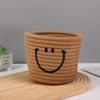 Cesto de Armazenamento de Mesa de Algodão Tecido Ecológico Rosto Sorridente Chaves Cosméticos Dormitório de Faculdade Cesto de Compras
