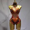 Traje de Rendimiento Llama Roja para Bailarines, Atuendo Sexy Temático de Fiesta para Espectáculos, Mono de Discoteca para Mujer para Fiestas de Baile