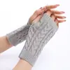 Guantes de Punto para Otoño e Invierno para Estudiantes, Guantes Cortos Lisos de Color Sólido Cálidos Estilo Coreano sin Dedos para Parejas, Guantes de Medio Dedo para Mujer