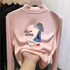 Top térmico de cuello medio forrado de forro polar para niñas, otoño e invierno, capa interior cálida, forrado de forro polar, camiseta de manga larga para niños mayores, moderno