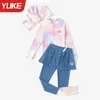 Traje de baño para niñas, nuevo conjunto de dos piezas de verano para niñas mayores, manga larga y pantalón largo, traje de baño profesional protector solar, en stock