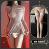 Lingerie Sexy Retro Cheongsam Bordado Vazado Saia Curta Sexy Costas Nuas Alça Puro Desejo Uniforme Tentação Qqny