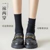 Calcetines Lolita de pierna pequeña, ajustados, para mujer, apilables, combinables, estilo universitario, negros, japoneses, largos y cortos.