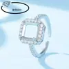 Soporte de anillo femenino de platino soporte de anillo de cobre DIY incrustado octagonal cuadrado grueso circón huazi diamante 8*8mm imitación plata 925