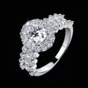 Anillo de Plata S925 con Diamante Completo Lujoso Anillo de Compromiso Anillo de Boda Blanco Anillo de Moissanita de 2 Quilates para Mujer Venta al por Mayor