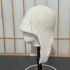 Gorro de Lana Retro Otoño/Invierno con Protección Extendida para las Orejas para Mujer, para Ciclismo, Equitación, con Cordones, Protección contra el Frío, Calidez, Adelgazante del Rostro, Gorro de Punto, Moderno
